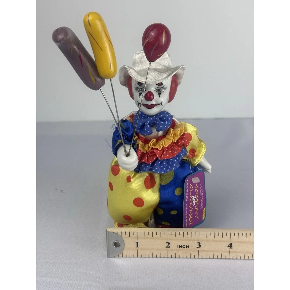Vintage Hooray For‎ Clowns Porcelain Clown Figurine Rite Aid Balloon Doll Tag